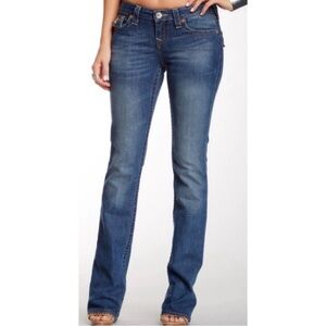 True Religion Women's Medium Wash Low Rise Becky Bootcut Jeans Size 27